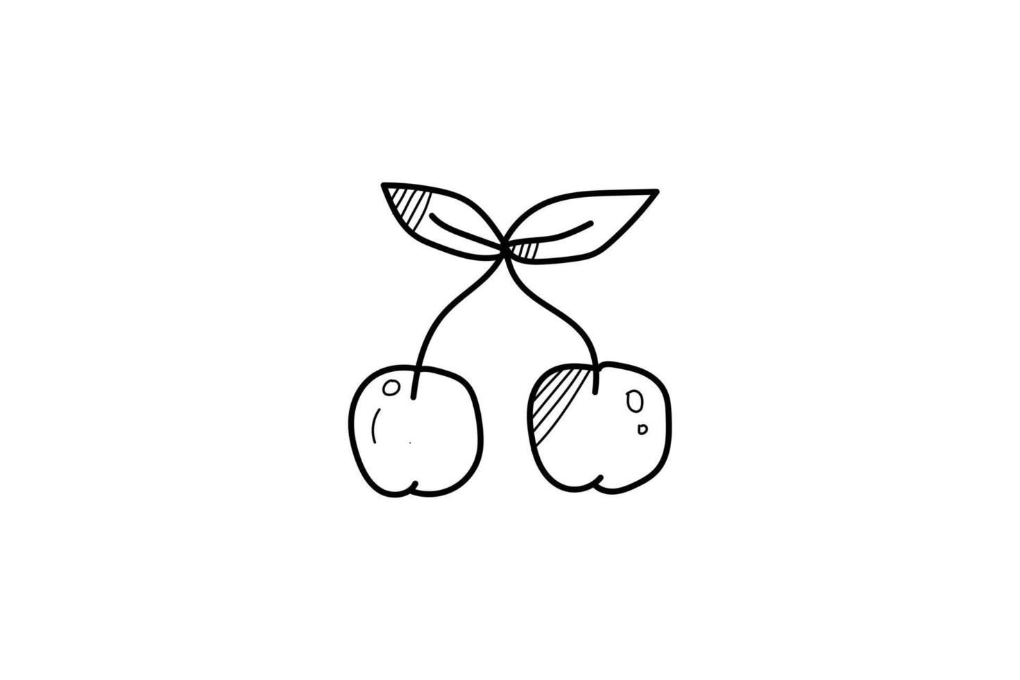 cherry icon summer doodle lineart black vector