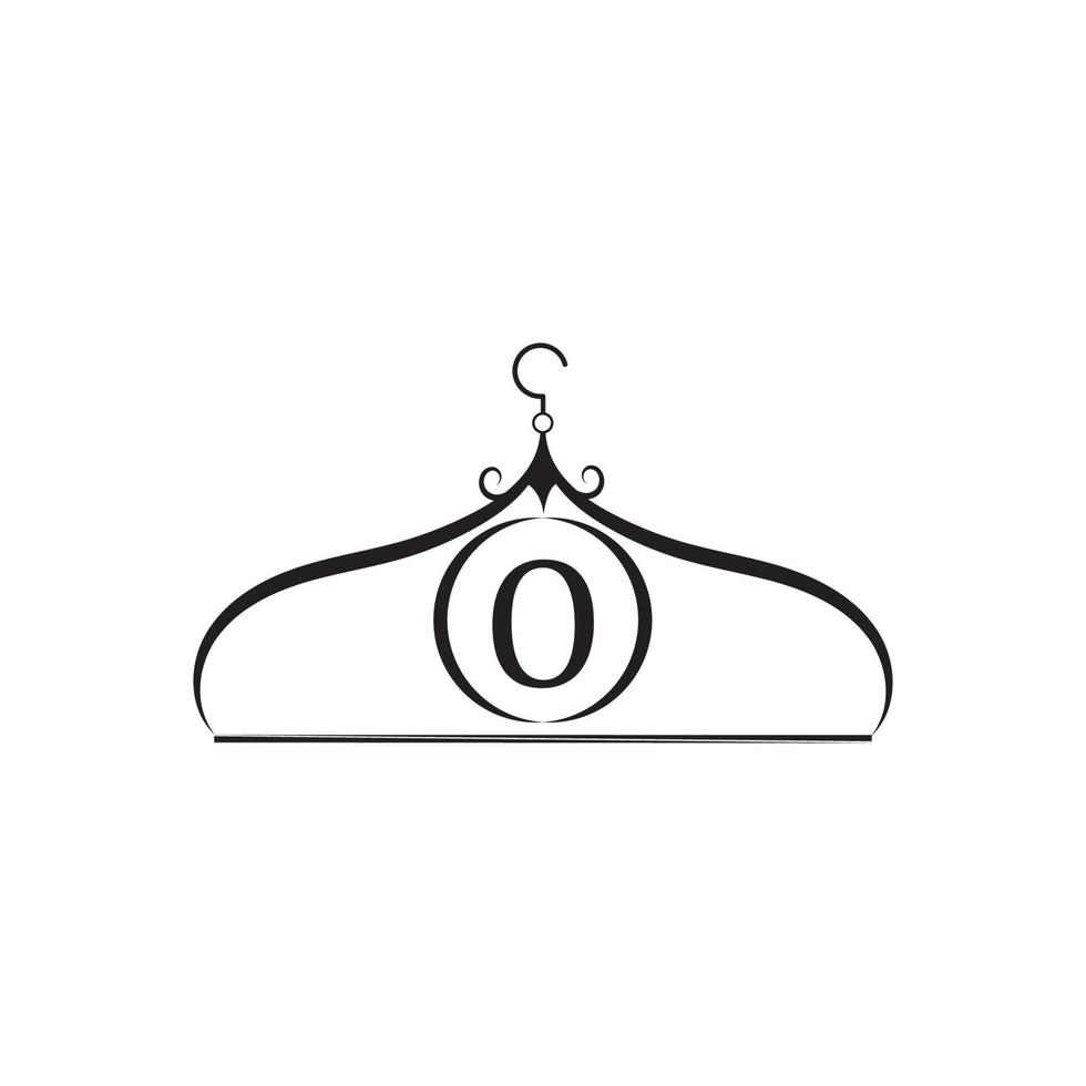 Fashion vector logo. Clothes hanger logo. Letter O logo. Tailor emblem. Wardrobe icon - Vector design