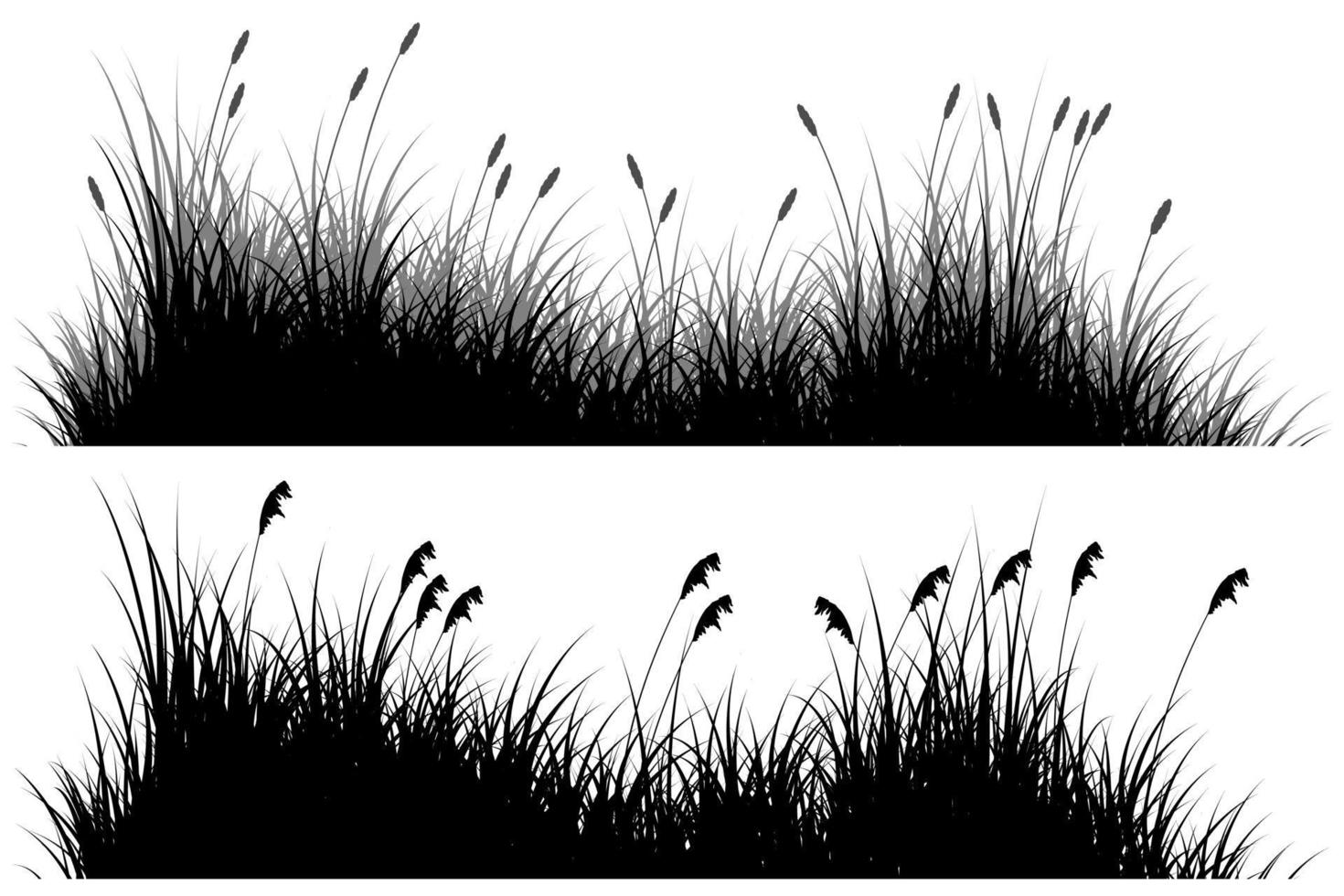 black reeds grass set isolated on white background vector