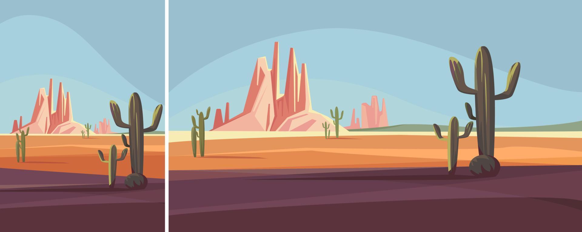 paisaje del desierto de arizona. paisajes naturales en diferentes formatos. vector
