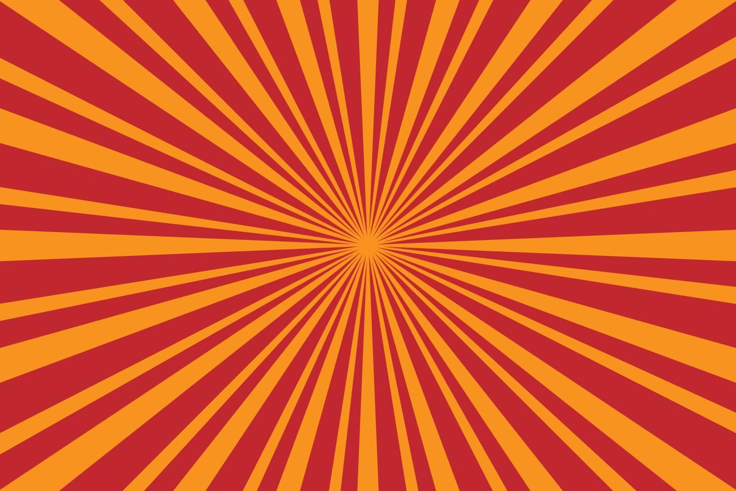 Colorful red and orange ray star Pattern Background. Sunburst radial backdrop vector