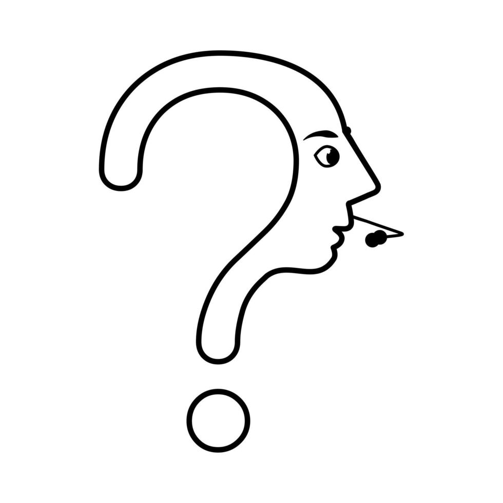 Question mark with face. Face profile silhouette icon vector illustration