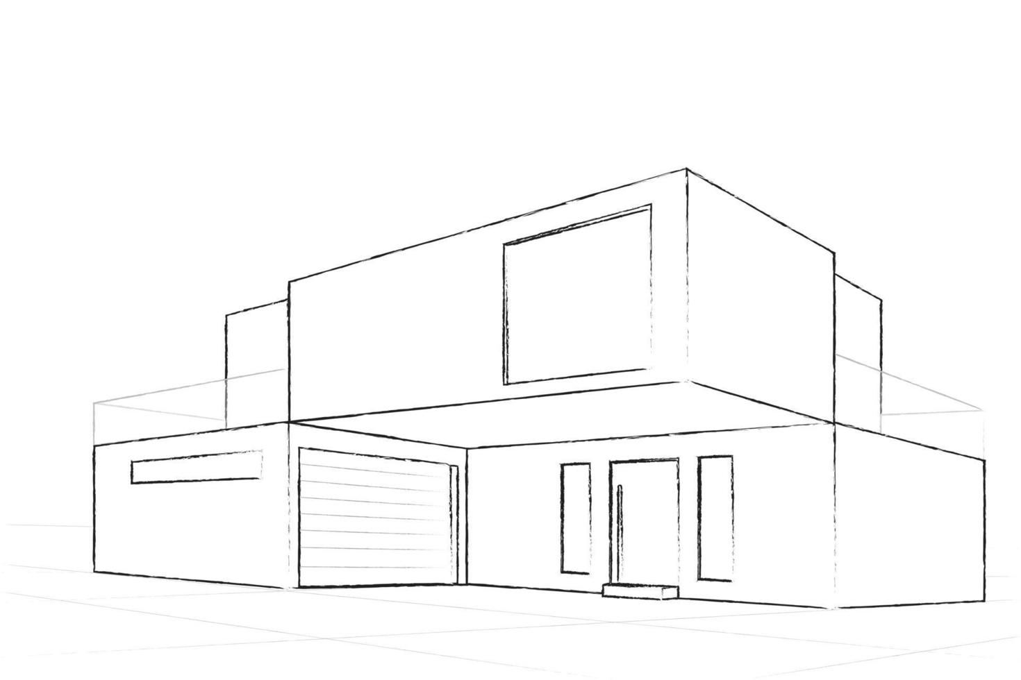 Boceto De Construcción De Casas Modernas Plano Arquitectónico De Una