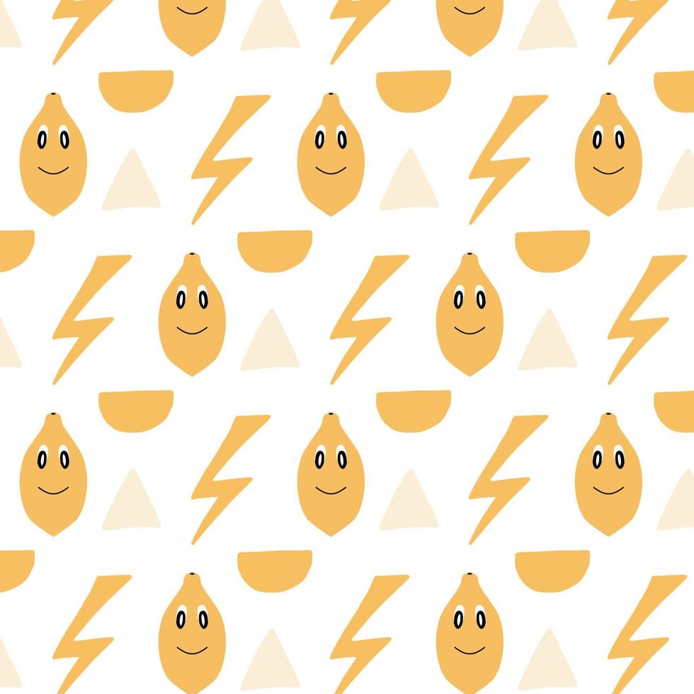 pattern with yellow lemons. Vector pattern in retro style.