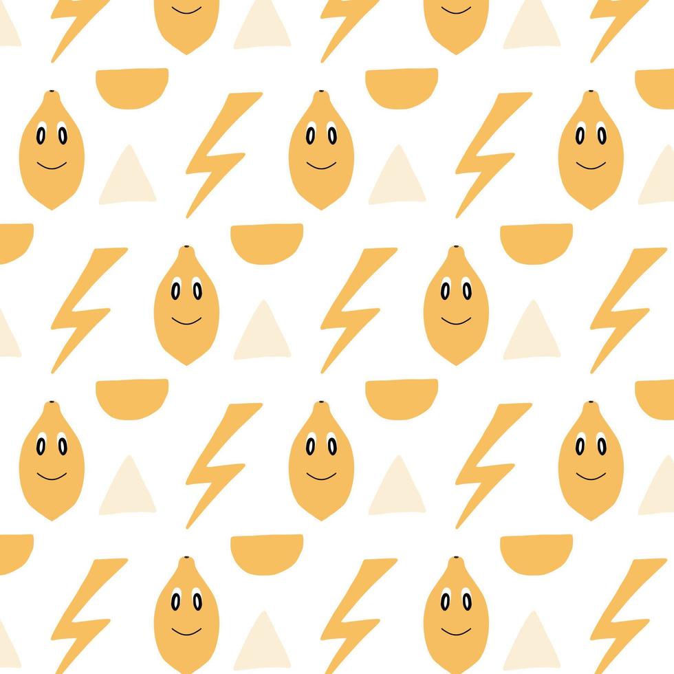 pattern with yellow lemons. Vector pattern in retro style.