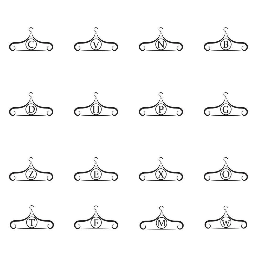 Fashion vector logo. Clothes hanger logo. Letter logo. Tailor emblem. Wardrobe icon - Vector design