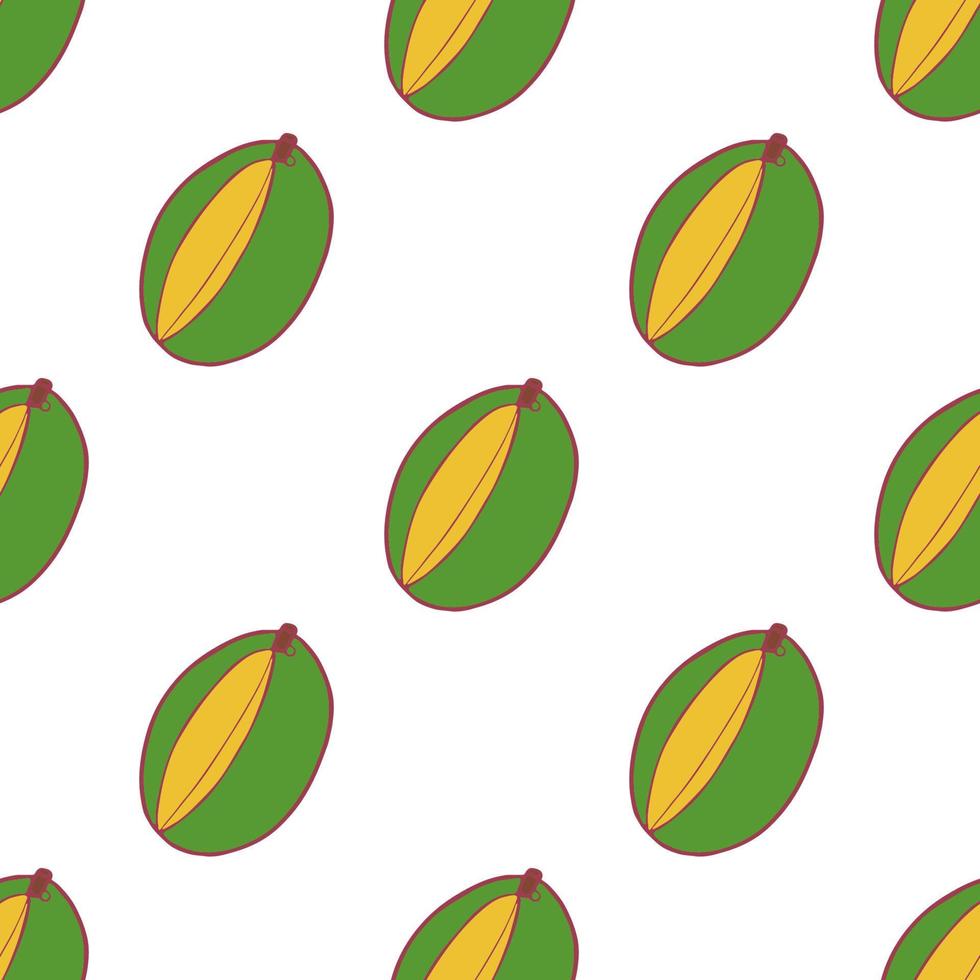 Mango Fruit seamless pattern, great design for any purposes. Hand drawn fabric texture pattern. Healthy food background. Vector flat style summer graphic. On white background.