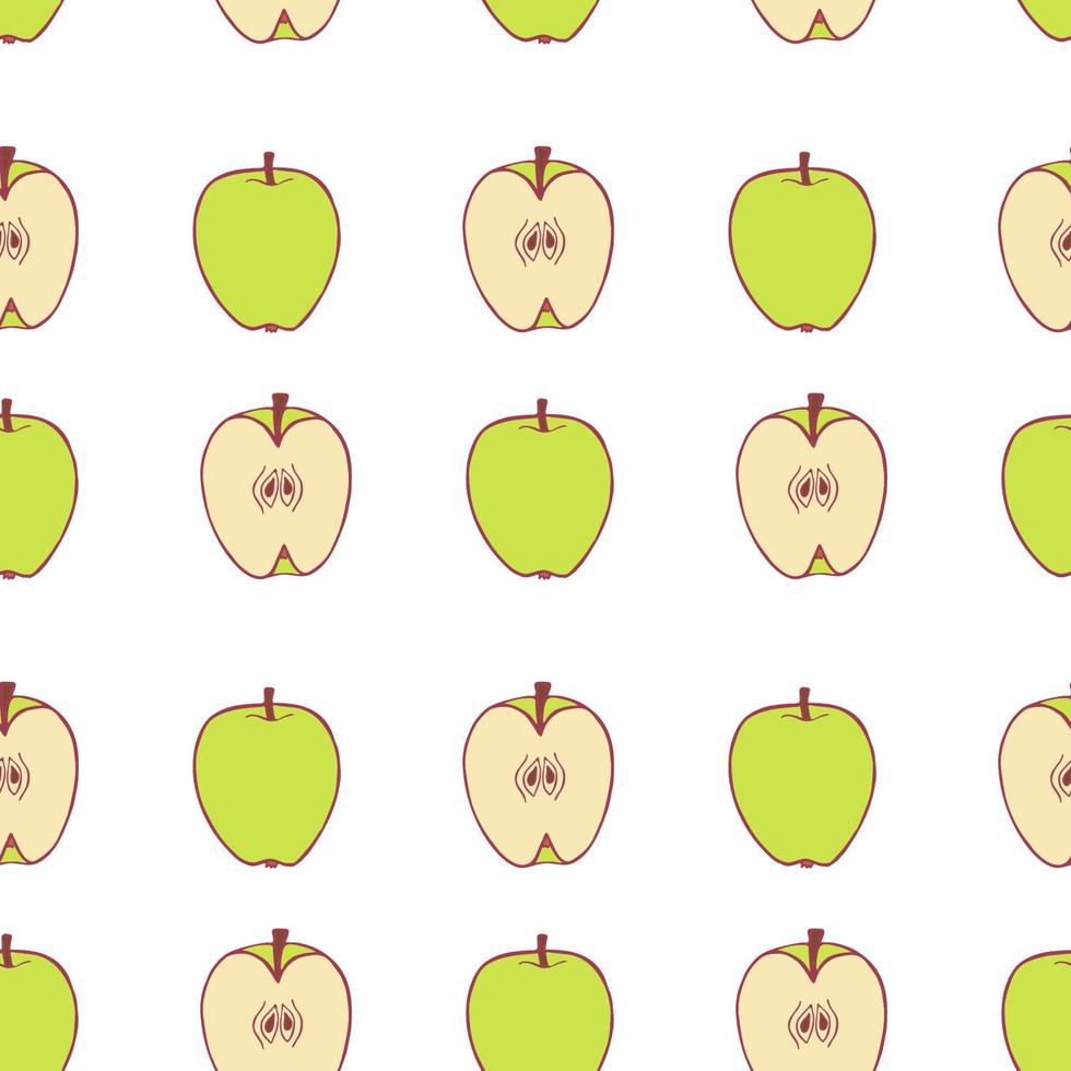 patrón sin costuras de manzana de fruta, gran diseño para cualquier propósito. patrón de textura de tela dibujada a mano. fondo de alimentos saludables. gráfico vectorial de verano de estilo plano. sobre fondo blanco vector