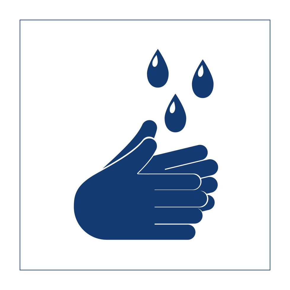 icono simple lavado de manos con gotas de agua, líquido desinfectante. precauciones, seguridad durante la pandemia del coronavirus covid-19. póster vector