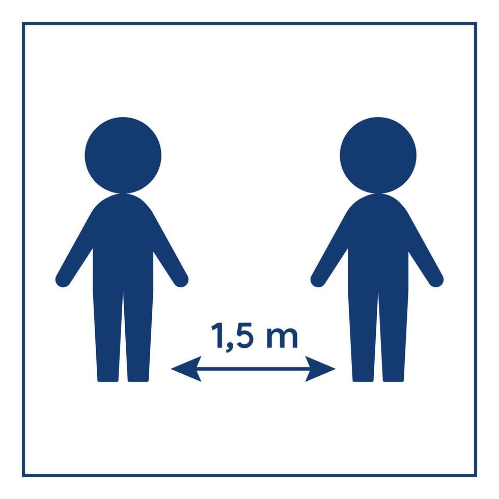 Simple icon of social safe distance during COVID-19 coronavirus pandemic. Silhouettes people at distance of 1.5 m. Poster. Safety measures. Rules of conduct in public place vector