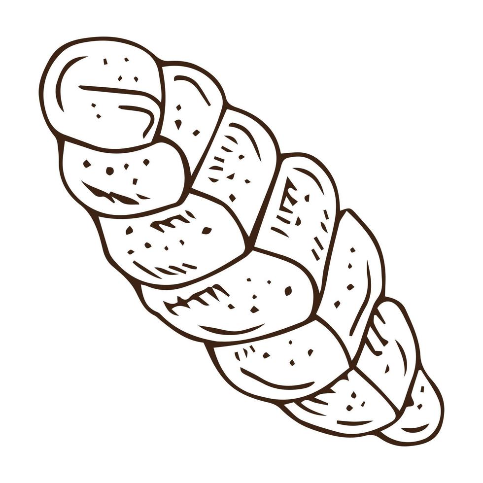 Hand drawn Illustration of kalach, traditional Eastern European bread in vintage engraved style. isolated on white. vector