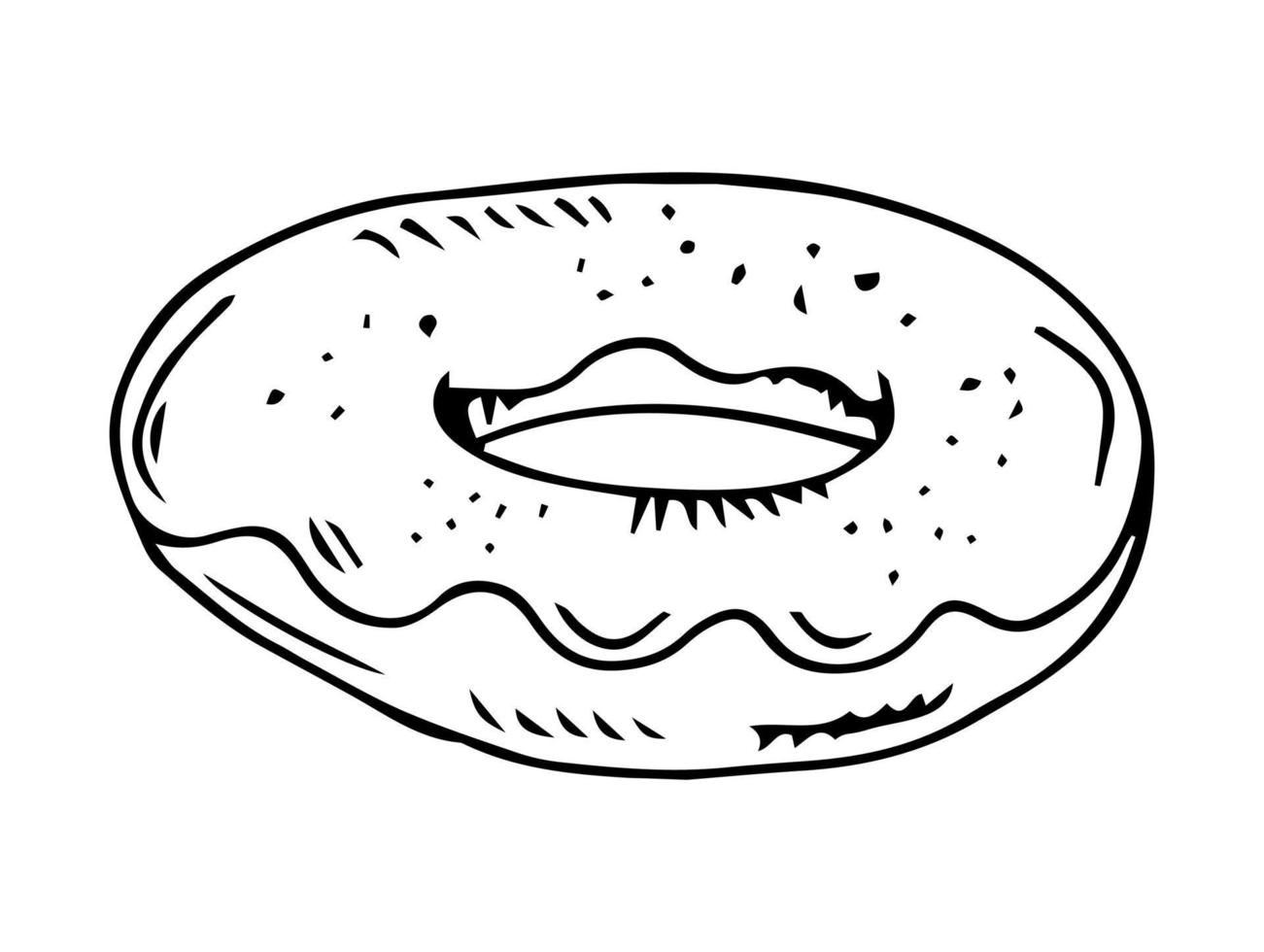 Donut hand drawing doodle style sketch isolated on white background. Vector stock illustration.