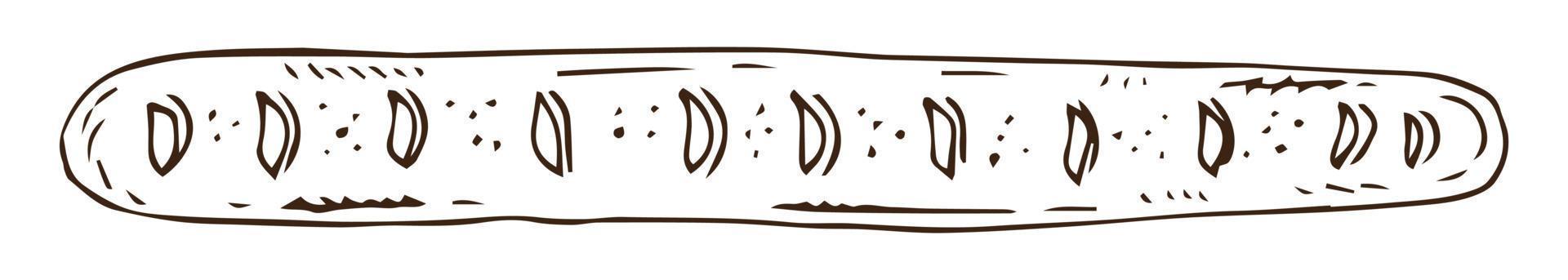 icono de tostadas de sándwich de baguette de pan, ilustración vectorial de un trozo de pan estilo garabato vector