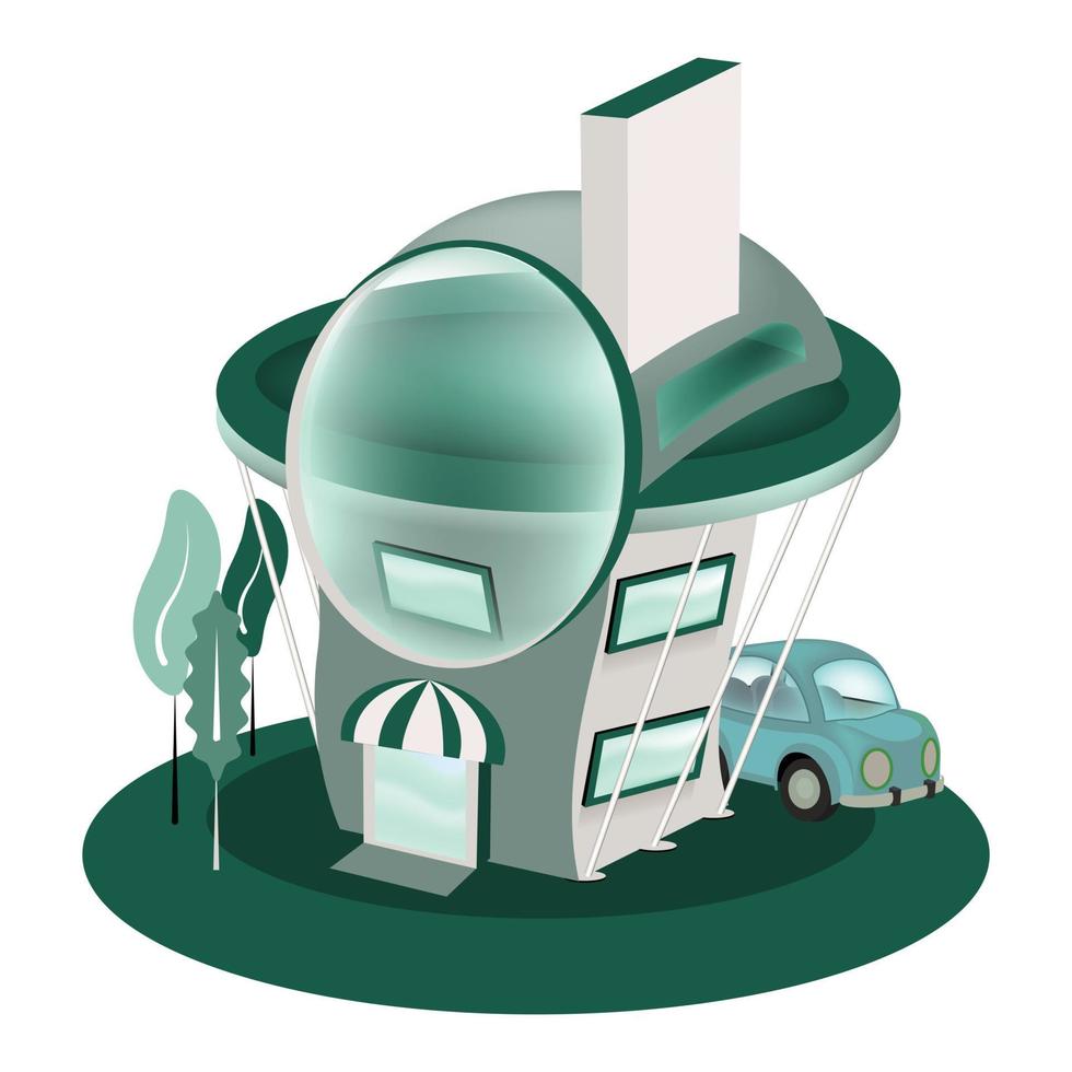 Fantasy building with car vector