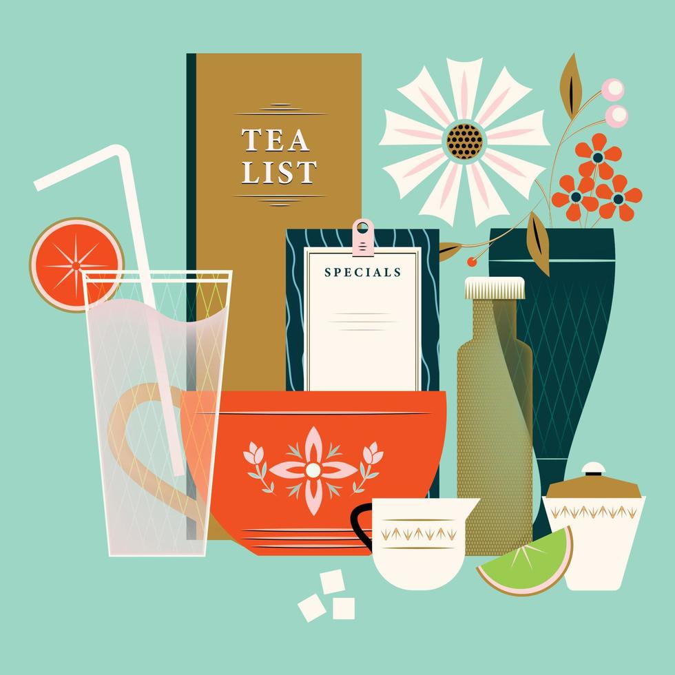 Set of beverage table vector