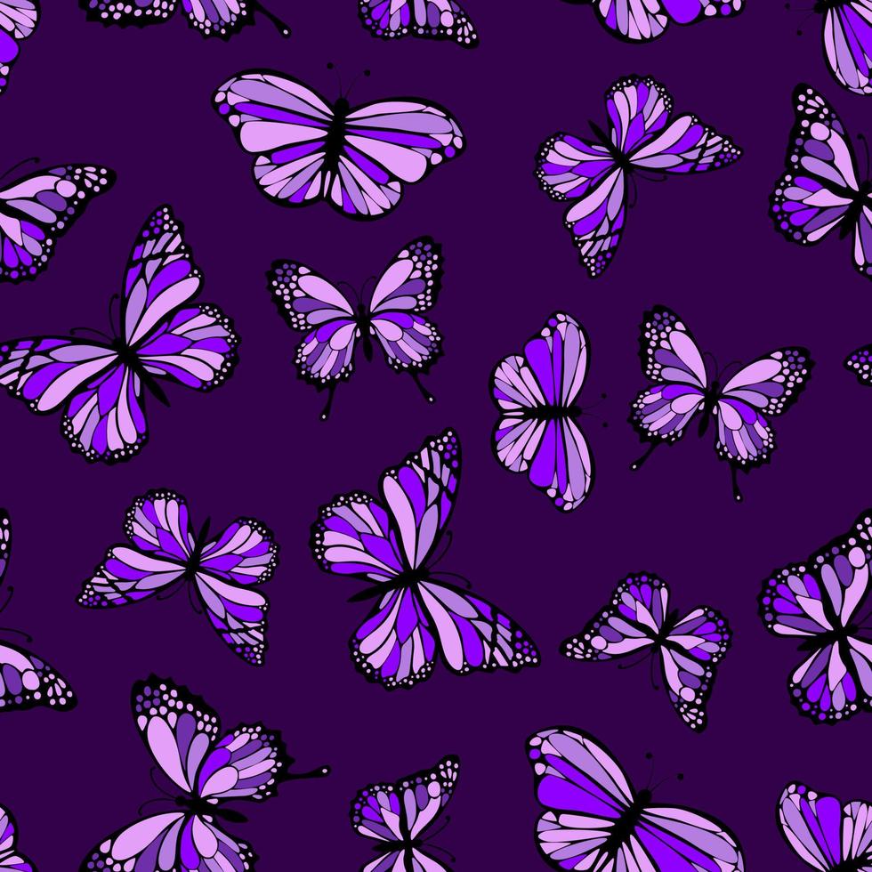 Purple butterflies seamless vector