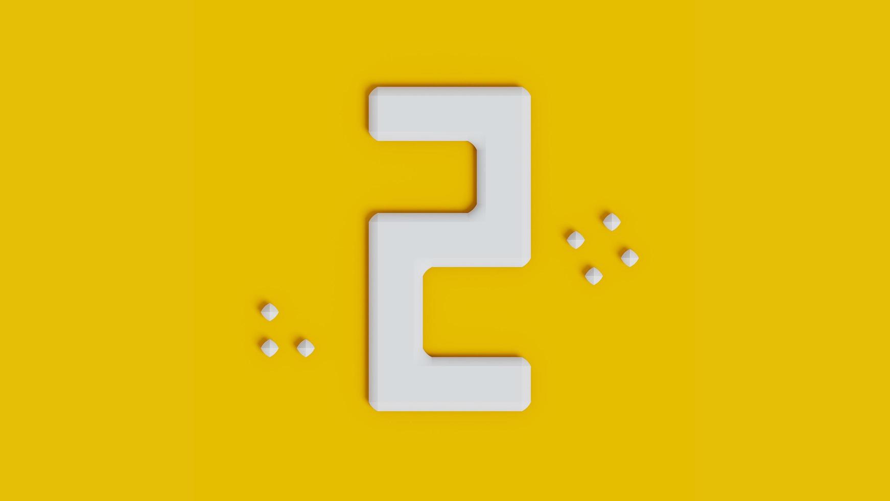 3D Rendering of numbering text using clay style. With white and yellow color scheme. 3D voxel art of one number with clay style photo