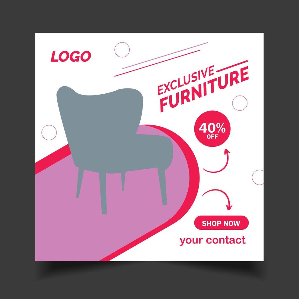 Furniture social media post template vector