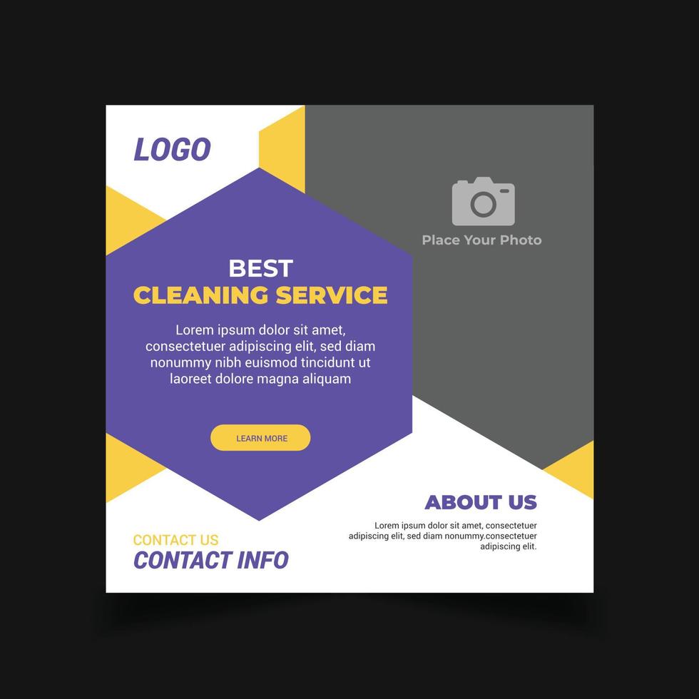 Cleaning service social media post template, Home cleaning service promotion banner vector