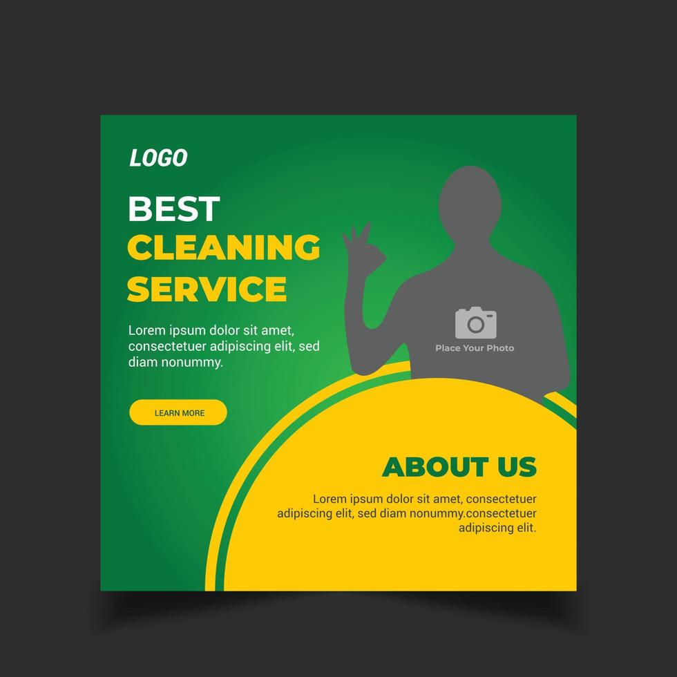 Cleaning service social media post template, Home cleaning service promotion banner vector