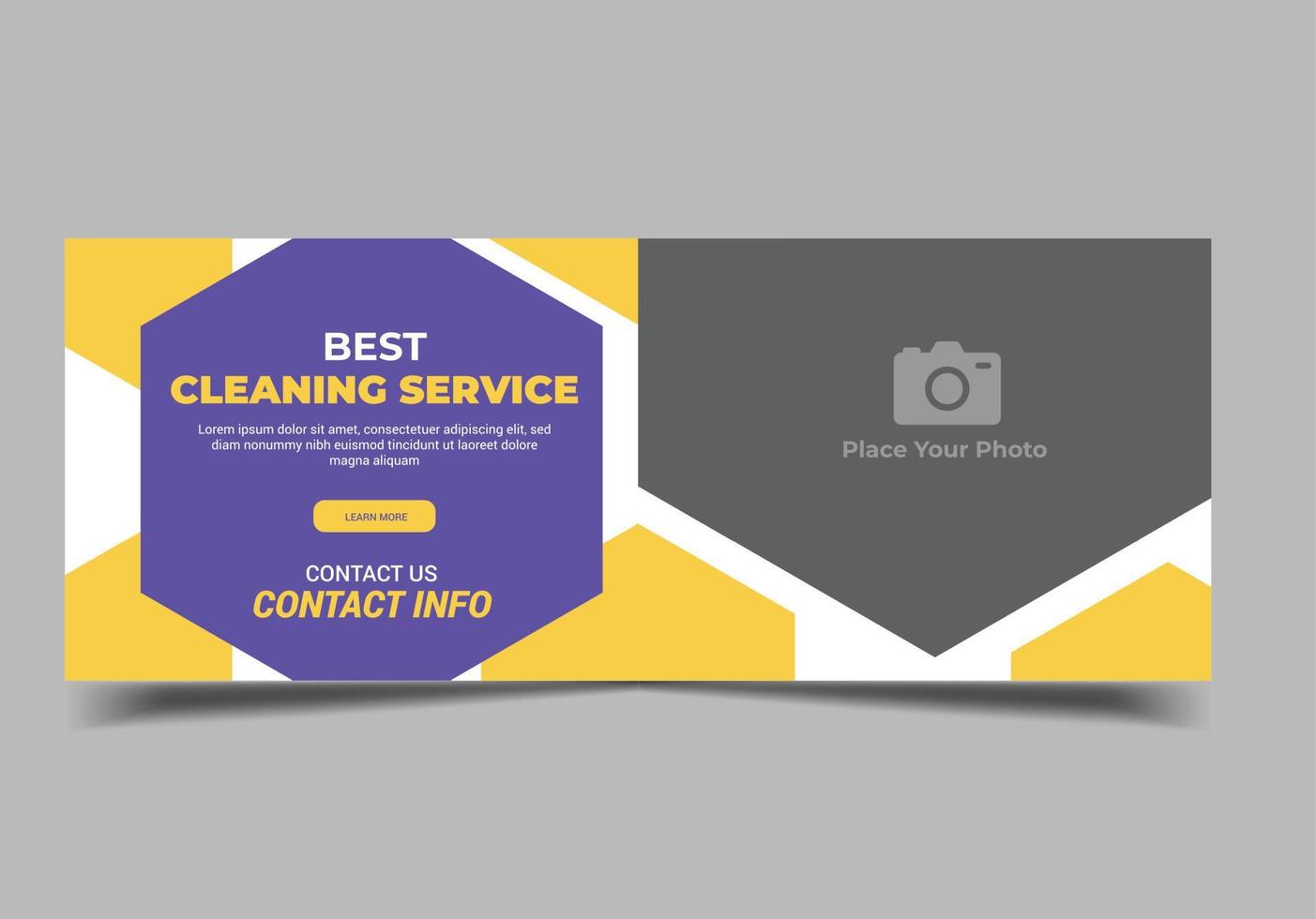 Cleaning service social media banner template, Home cleaning service web banner template vector