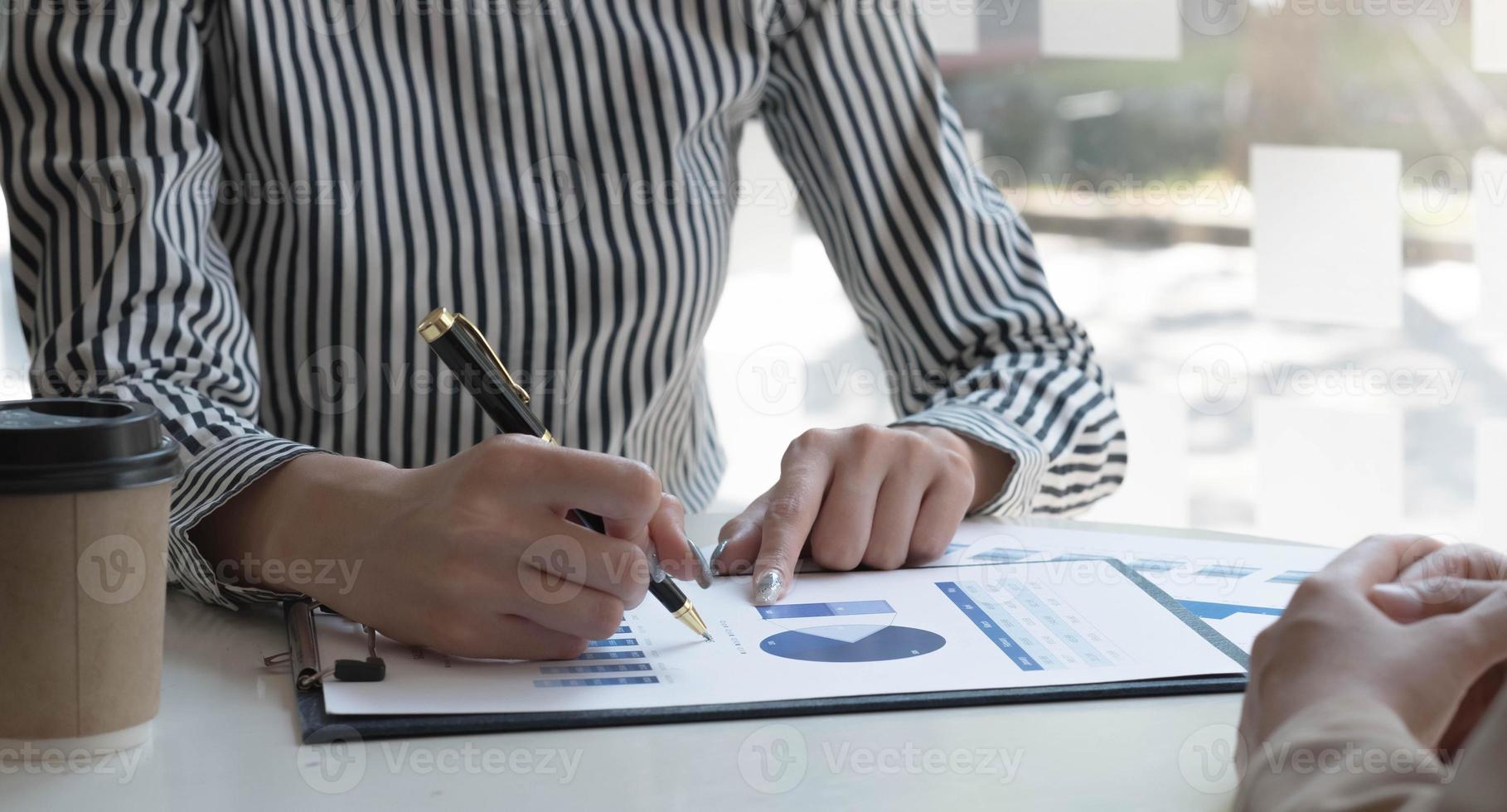 Team of business people working together in the meeting room office, teamwork background charts and graphs banner, double exposure successful teamwork,business planning concept. photo