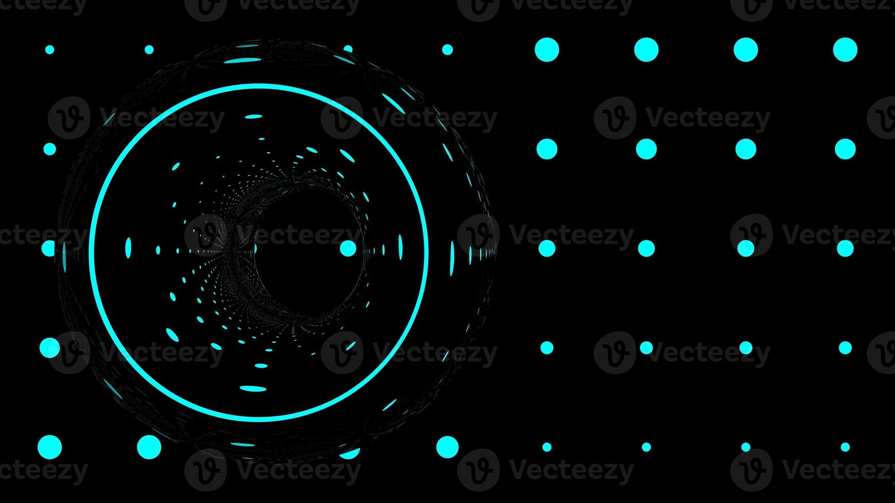 Scifi blue led futuristic tunnel display. blue light abstract circle with halftone dots background photo