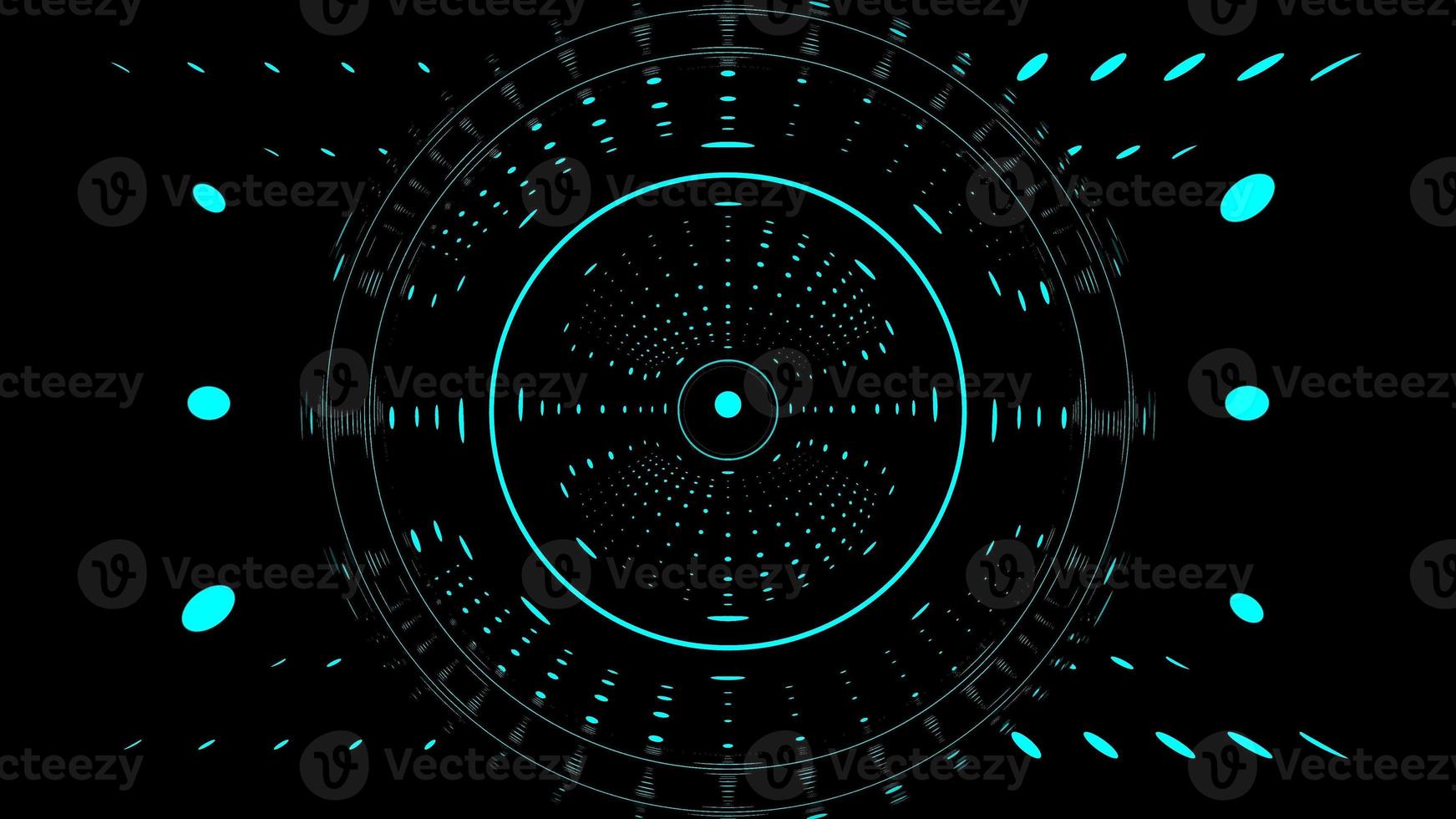 Scifi blue led futuristic tunnel display. blue light abstract circle with halftone dots background photo