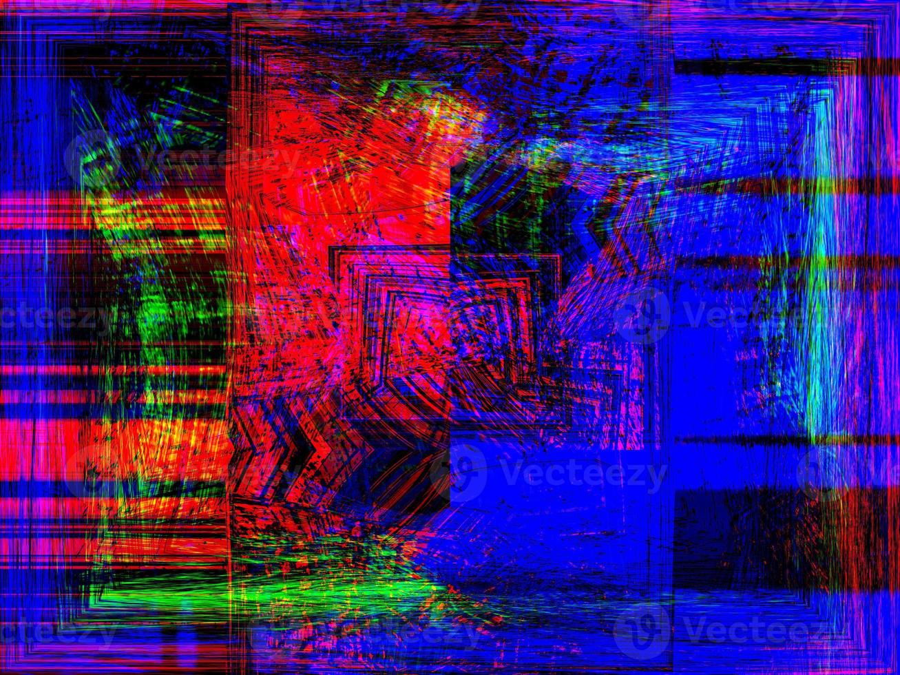 Abstract volumetric background with a spectacular combination of red, blue, yellow and green photo