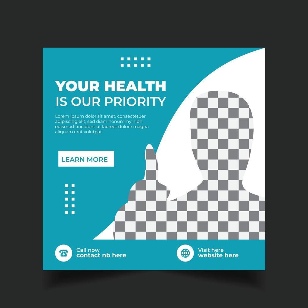 Medical social media post template vector
