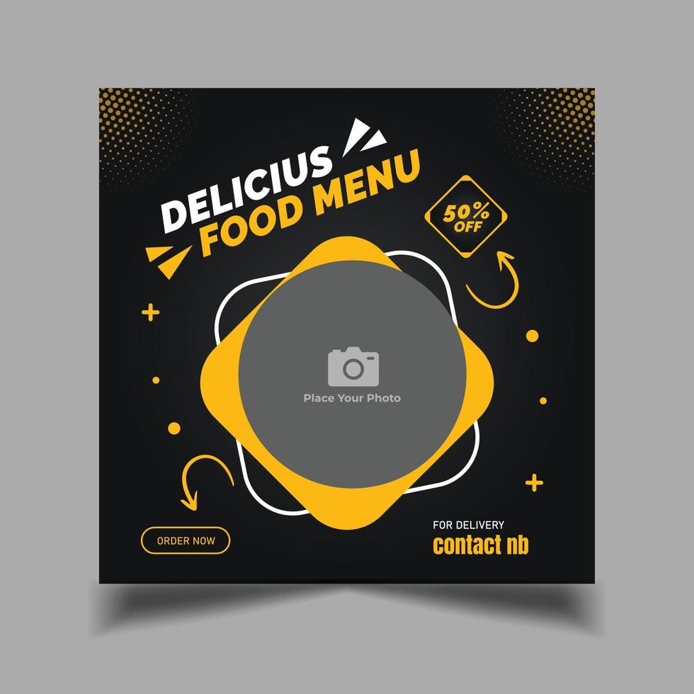 Food and Restaurant Social Media Post Template vector