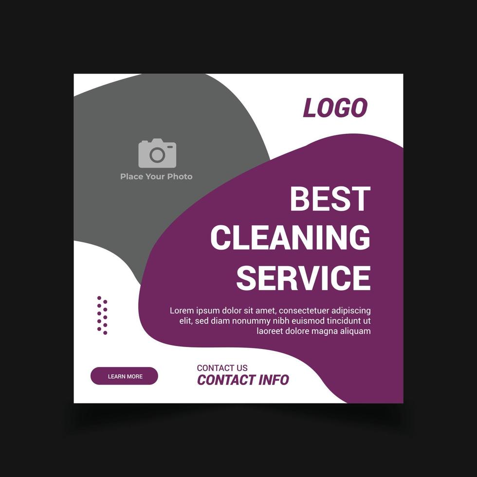 plantilla de publicación de redes sociales del servicio de limpieza, banner de promoción del servicio de limpieza del hogar vector