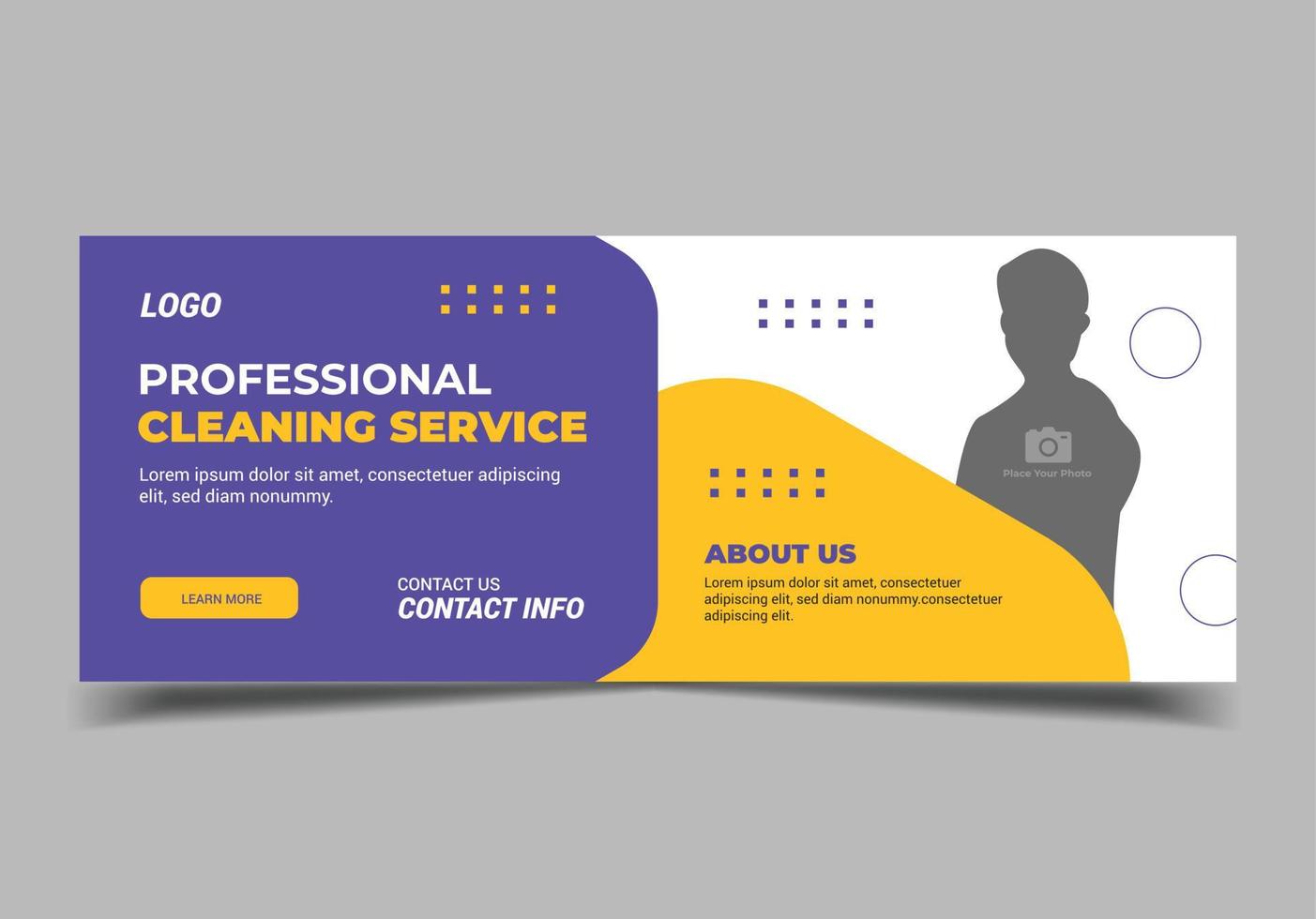 Cleaning service social media banner template, Home cleaning service web banner template vector