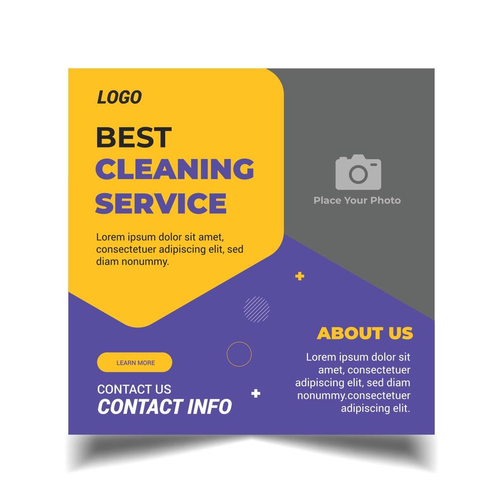 Cleaning service social media post template, Home cleaning service promotion banner vector