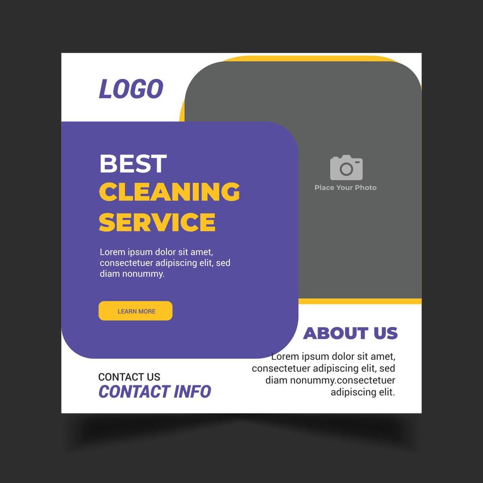 Cleaning service social media post template, Home cleaning service promotion banner vector