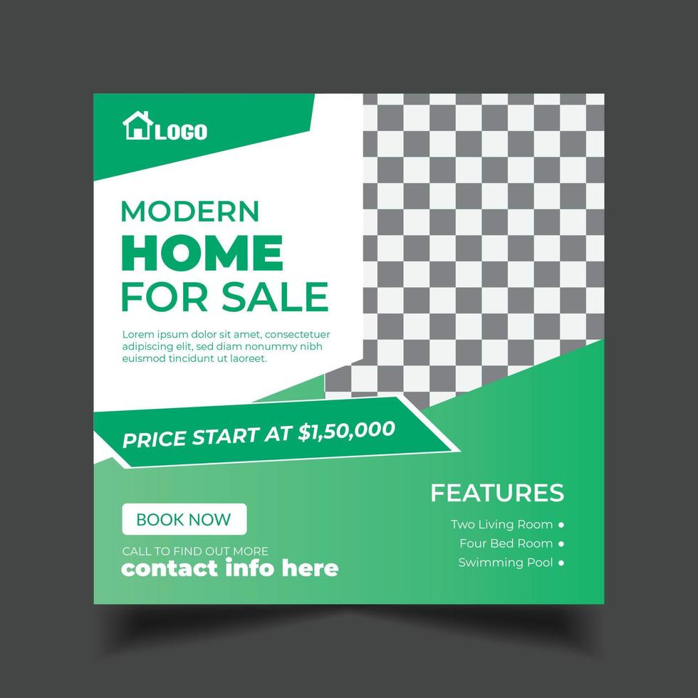 Real Estate Social Media Post Template, home for sale cover template vector