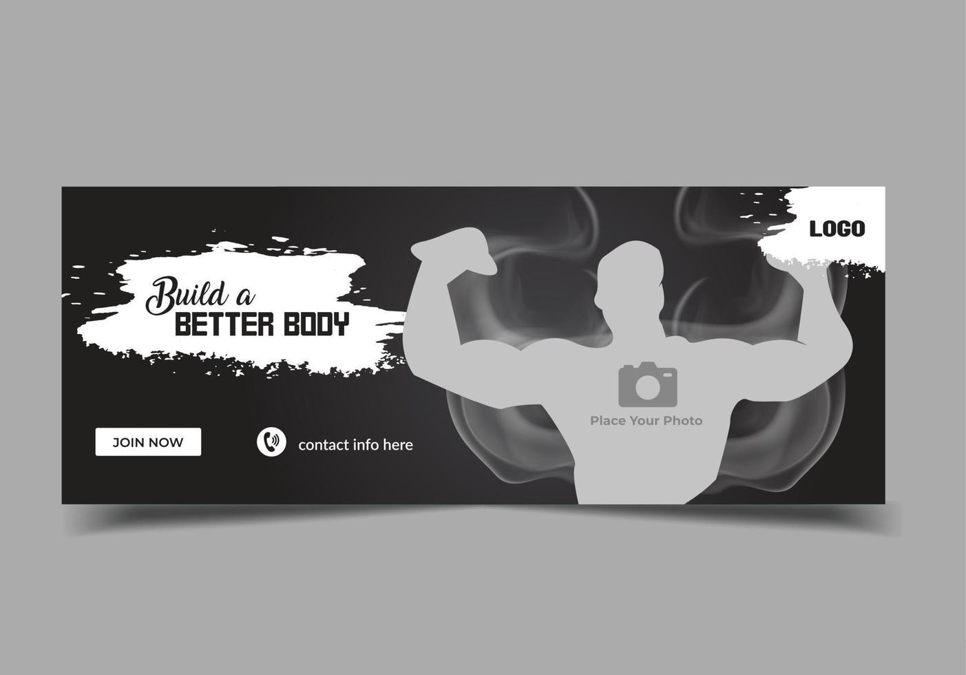 gym fitness social media post banner template, web banner template vector