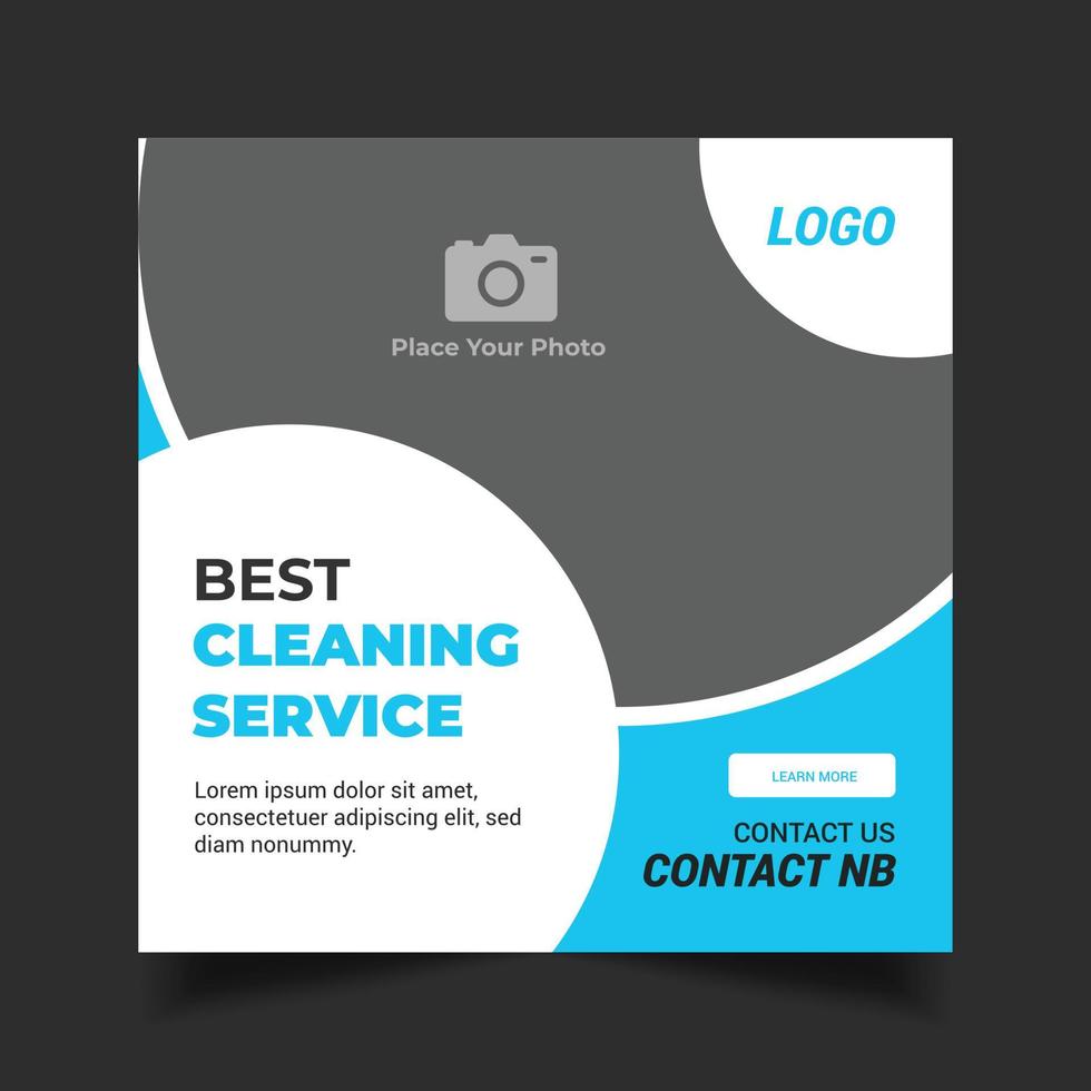 Cleaning service social media post template, Home cleaning service promotion banner vector
