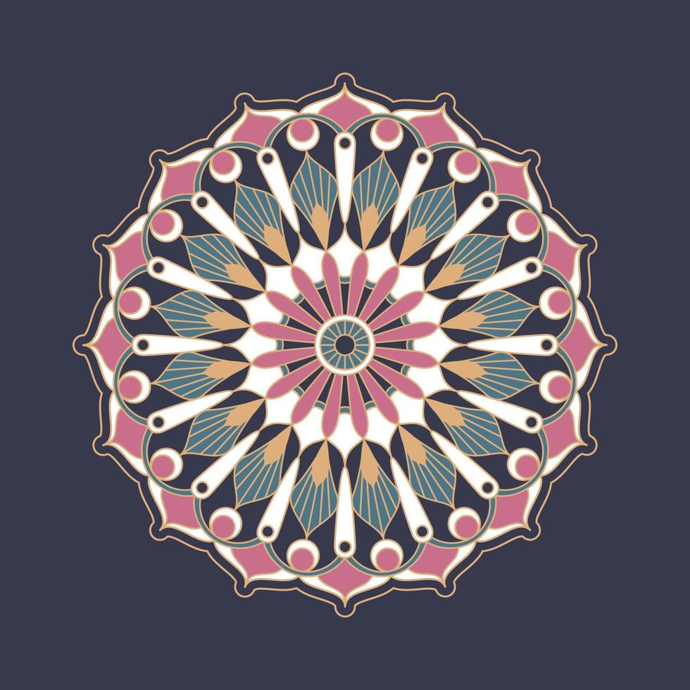 Mandala ornament vector. A symmetrical geometry color flower. Ethnic draw vector
