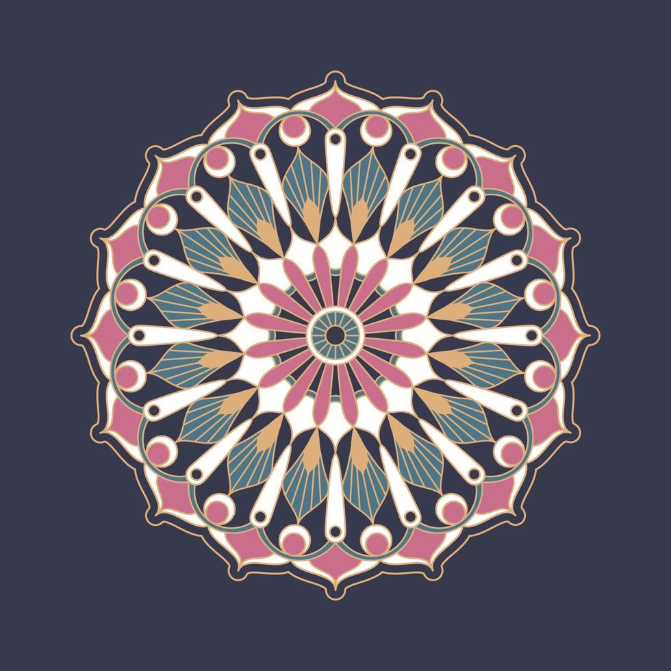 Mandala ornament vector. A symmetrical geometry color flower. Ethnic draw vector