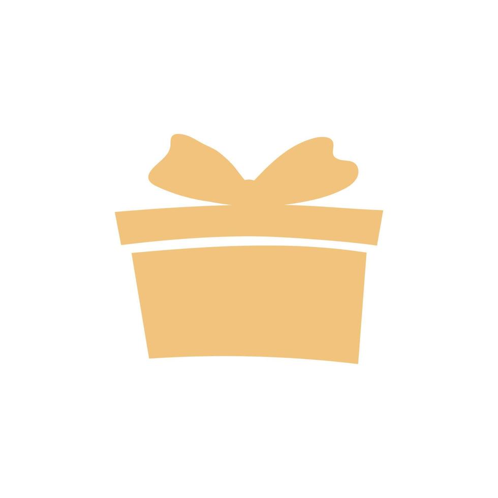 caja de regalo con cinta. icono de diseño plano. banners, plantilla de diseño gráfico o sitio web. color dorado vector