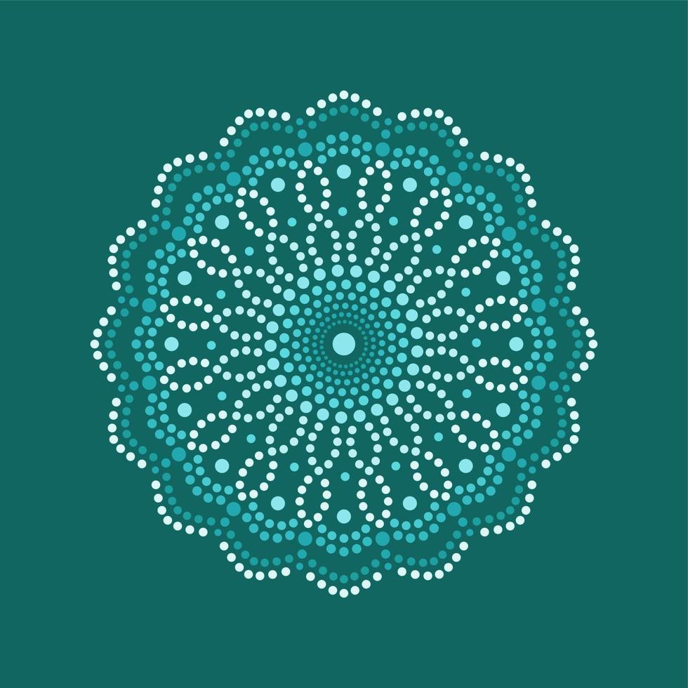 Vector dot painting green mandalas. Aboriginal style of dot painting