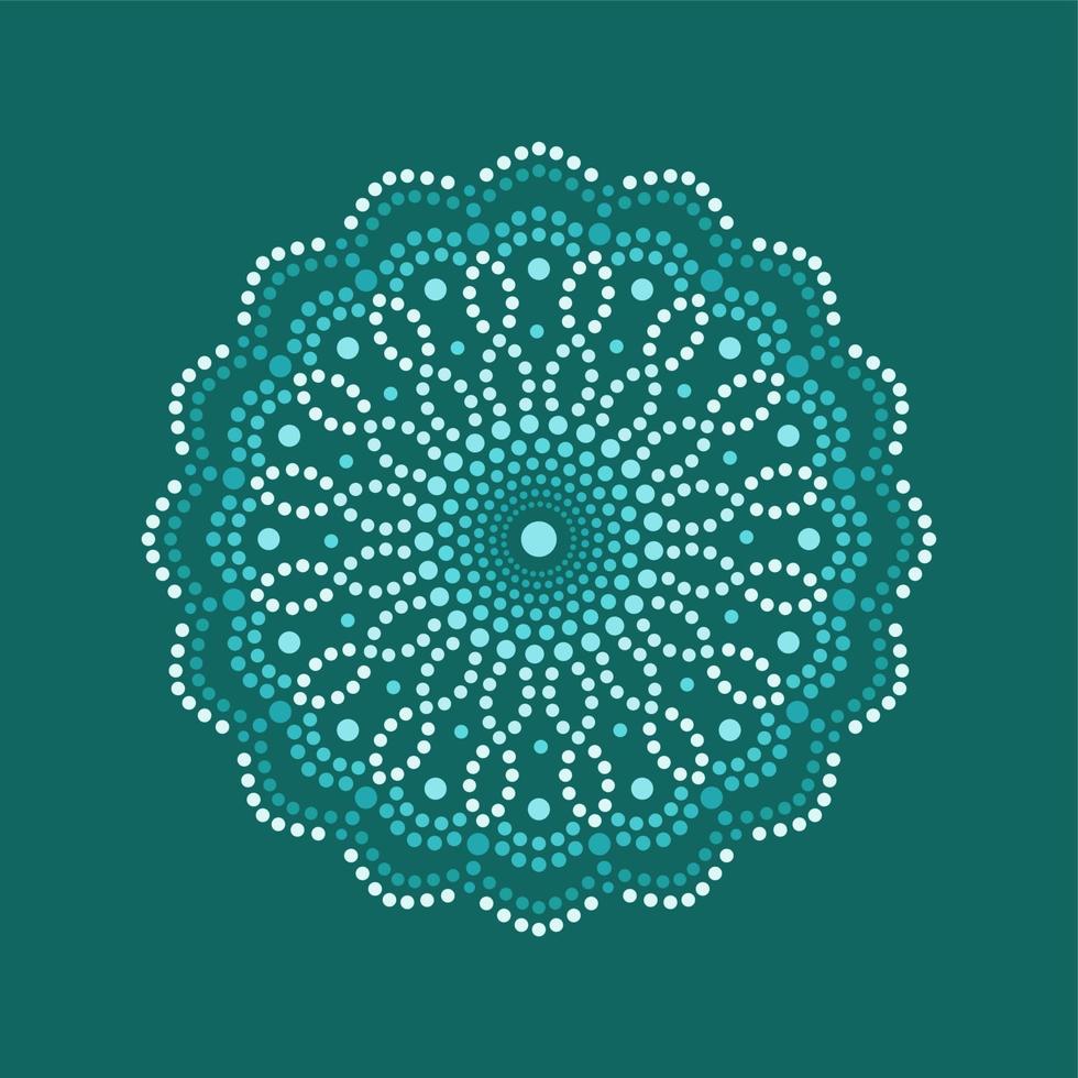 Vector dot painting green mandalas. Aboriginal style of dot painting