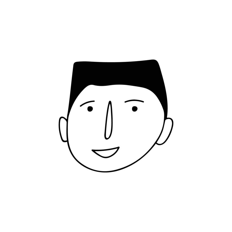 Hand drawn human face doodle. Young guy. Isolated ink drawing with a pen. Pencil drawing. vector