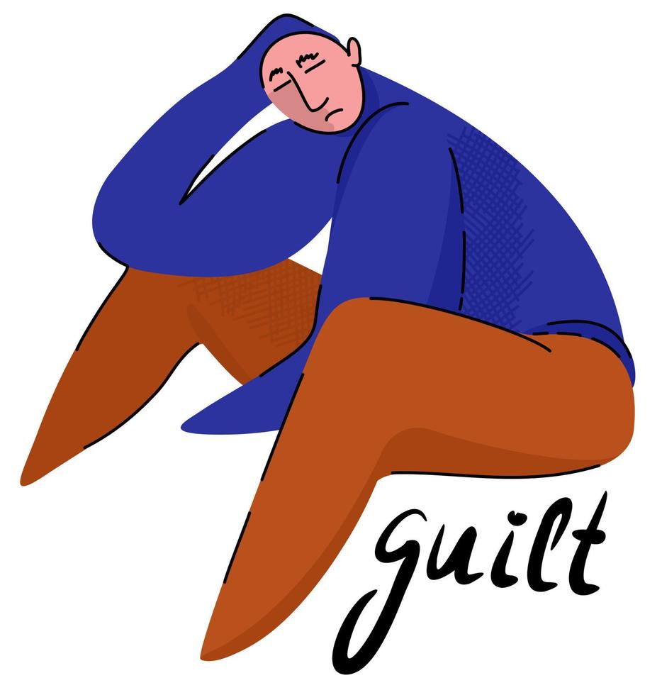 Vector isolated illustration of depressed person.