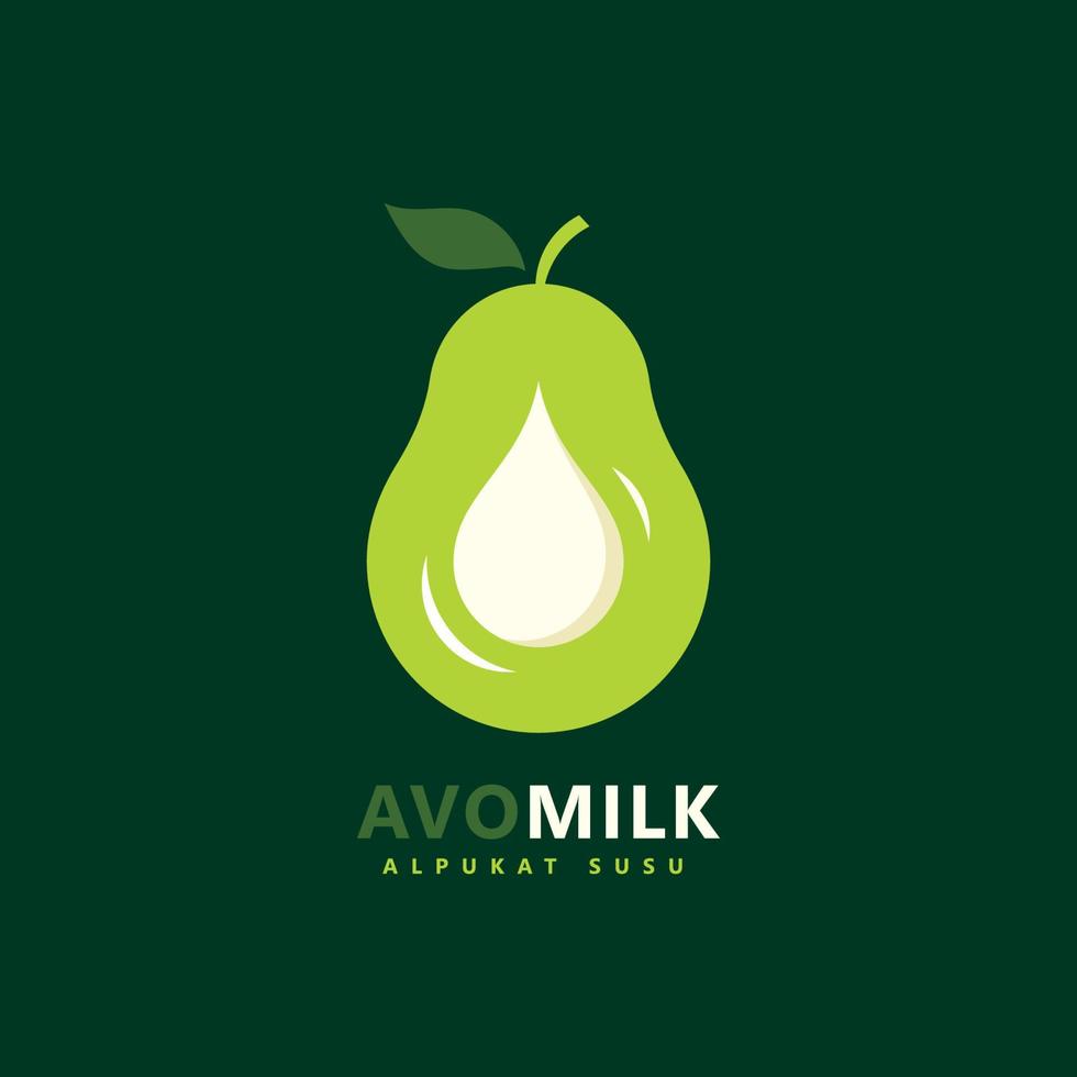 logo de aguacate forma simple con gota de leche en la forma vector