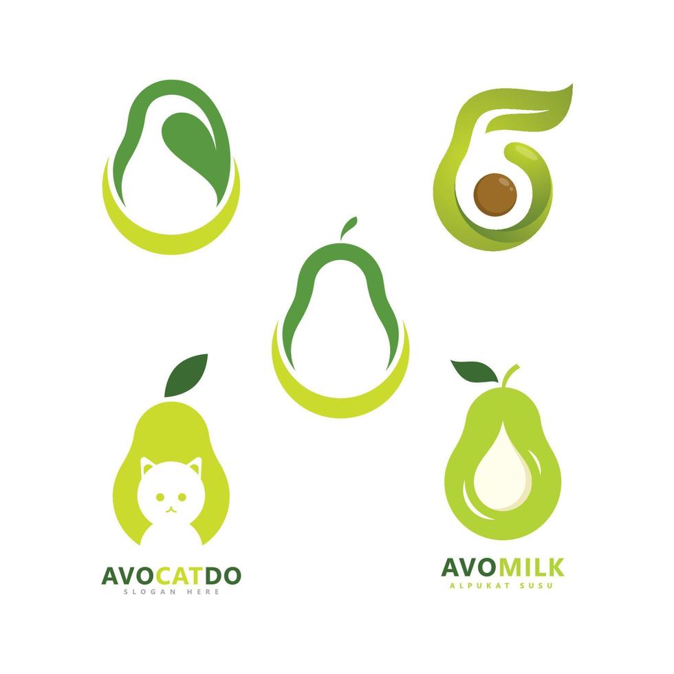 plantilla de logotipo de fruta de aguacate, símbolos de alimentos saludables vector