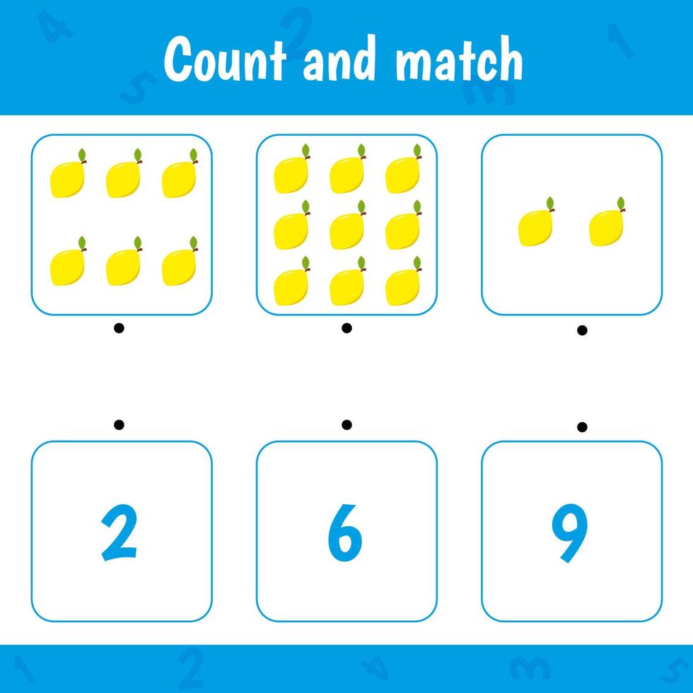 Count and match. Math game for children. vector