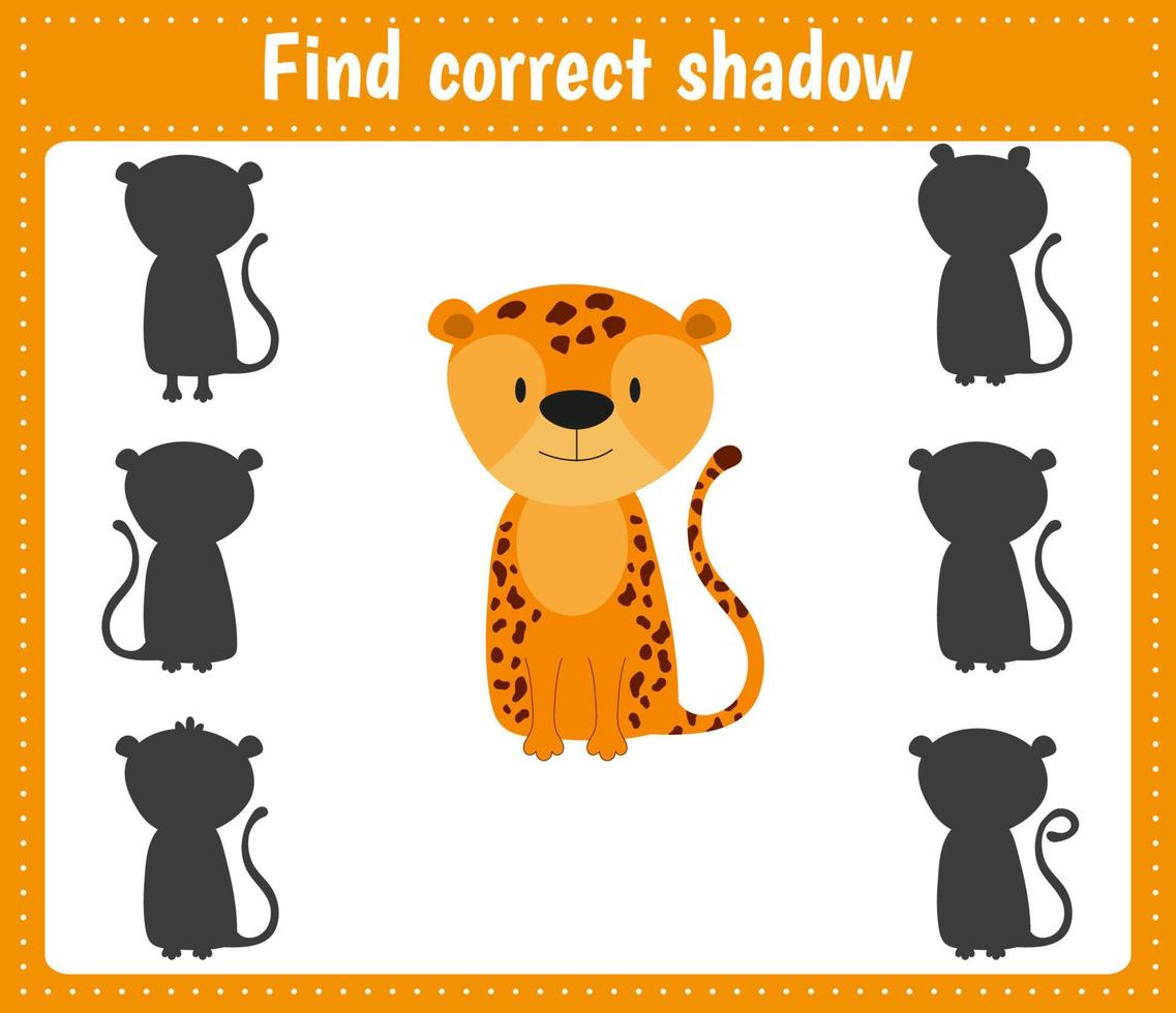 Find the correct shadow. Jaguar. Animals vector