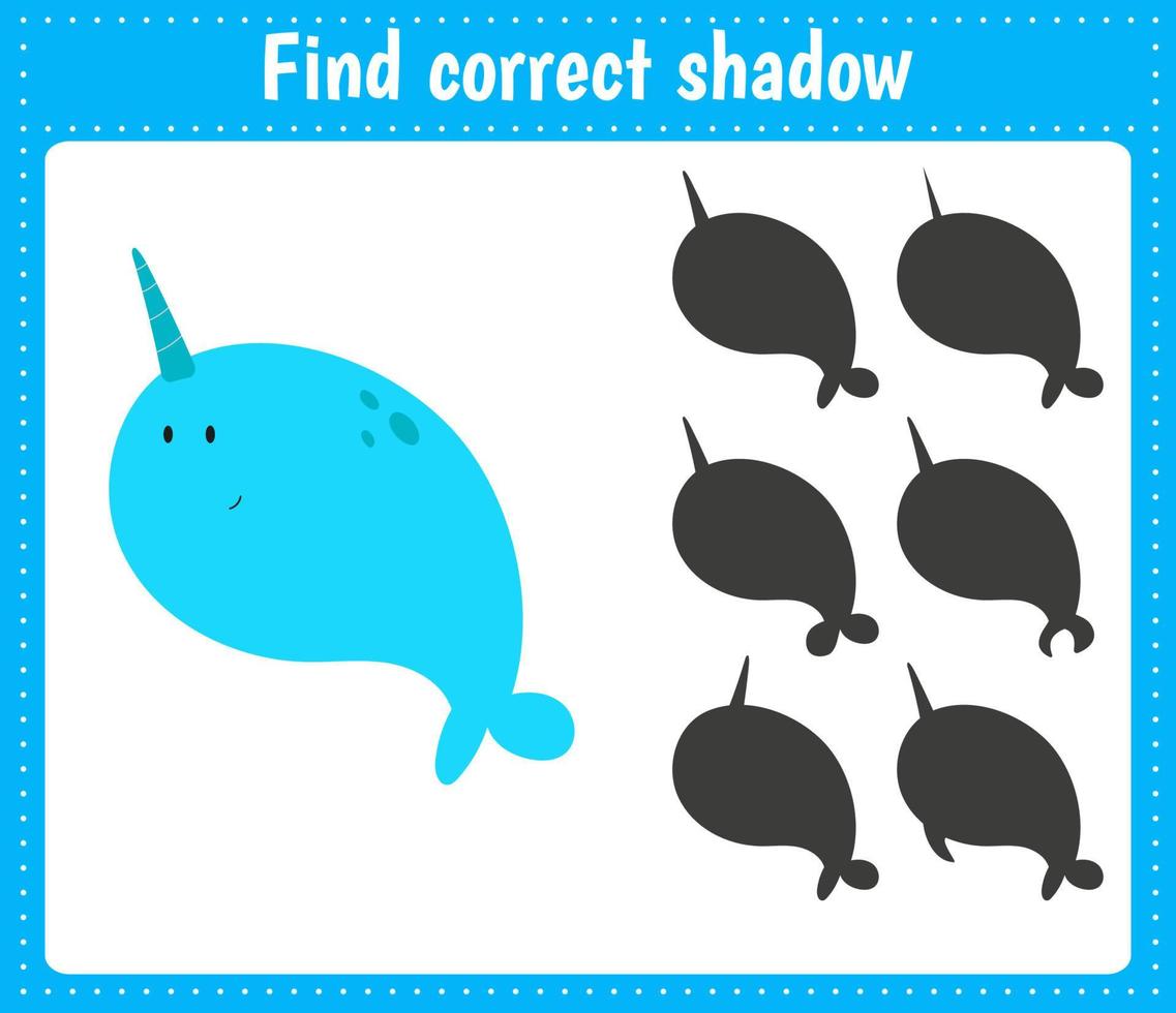 Find correct shadow. Narwhal vector